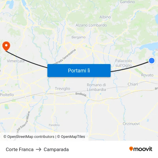 Corte Franca to Camparada map