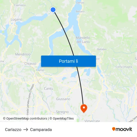 Carlazzo to Camparada map