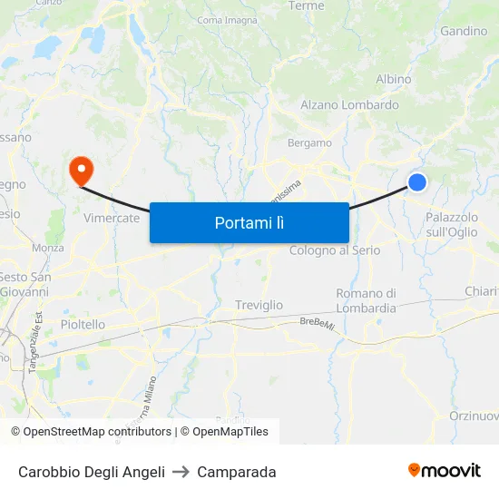 Carobbio Degli Angeli to Camparada map