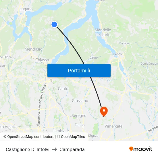 Castiglione D' Intelvi to Camparada map