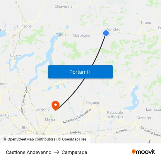 Castione Andevenno to Camparada map