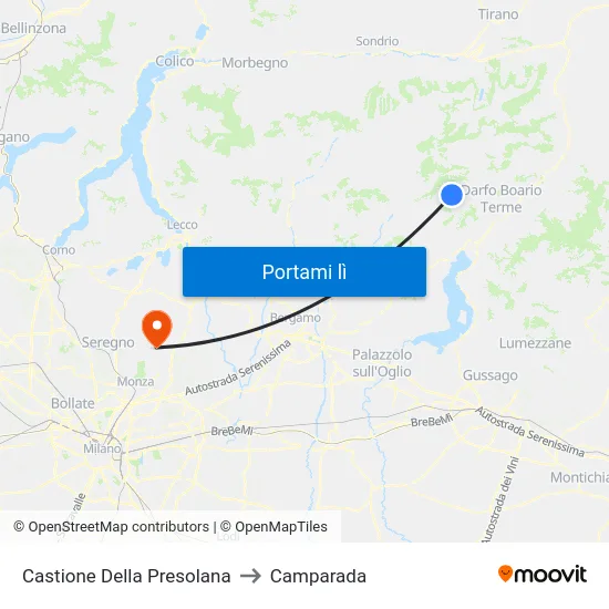 Castione Della Presolana to Camparada map