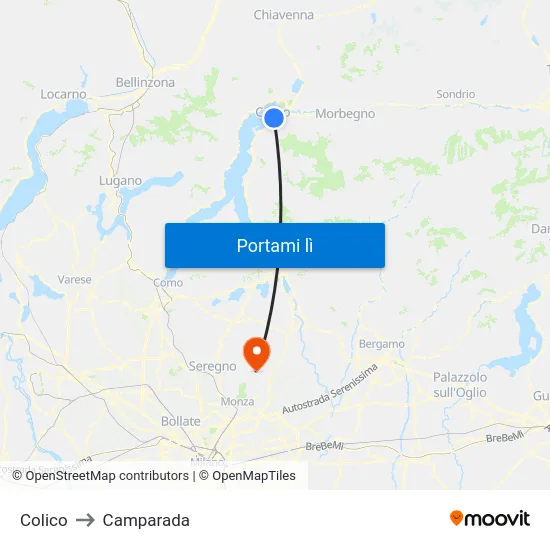 Colico to Camparada map