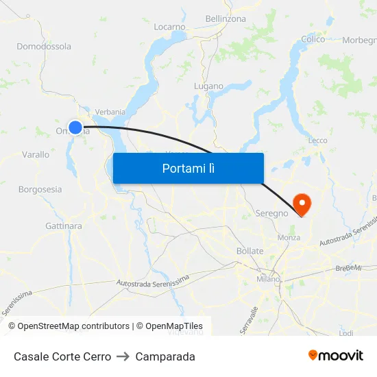 Casale Corte Cerro to Camparada map