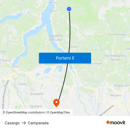 Casargo to Camparada map