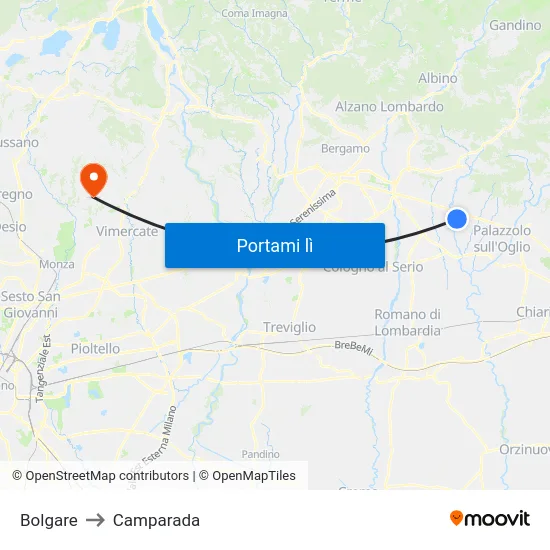 Bolgare to Camparada map