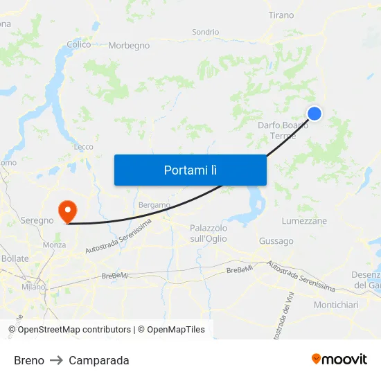 Breno to Camparada map