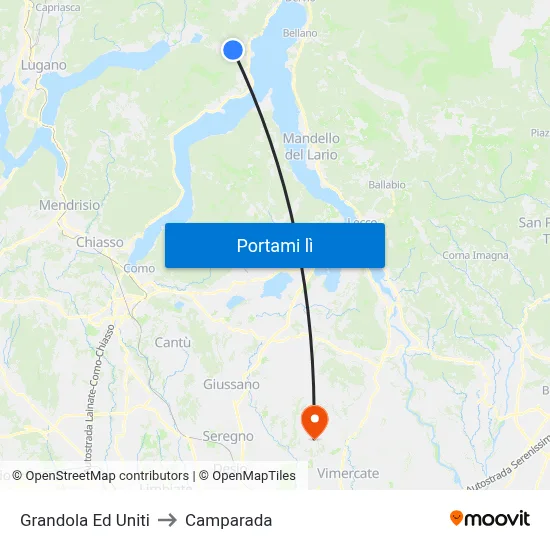 Grandola Ed Uniti to Camparada map