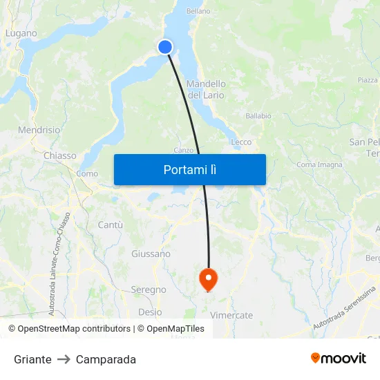 Griante to Camparada map