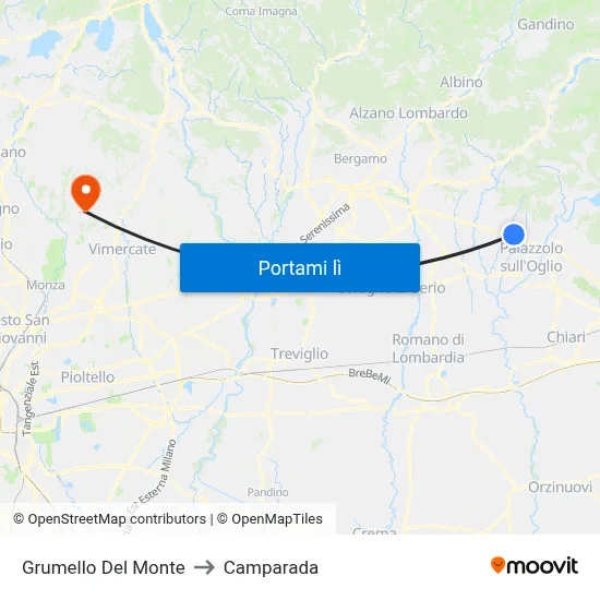 Grumello Del Monte to Camparada map