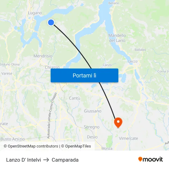 Lanzo D' Intelvi to Camparada map