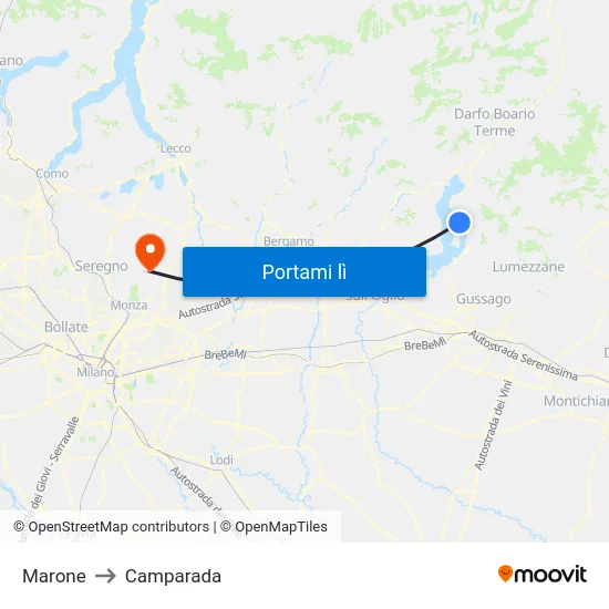 Marone to Camparada map