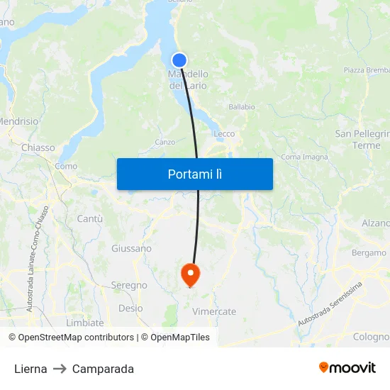 Lierna to Camparada map