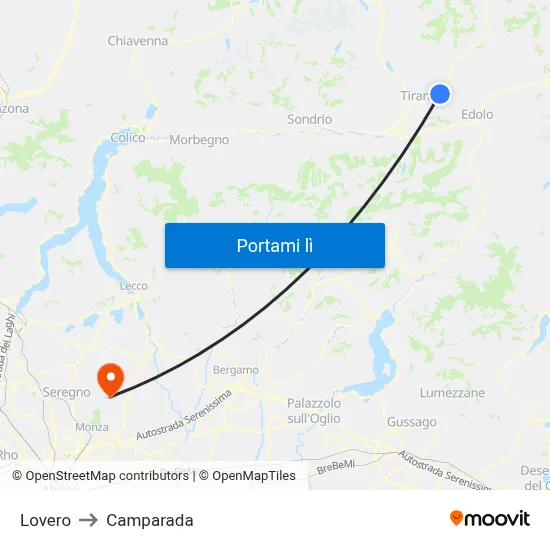 Lovero to Camparada map