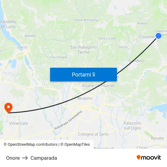 Onore to Camparada map