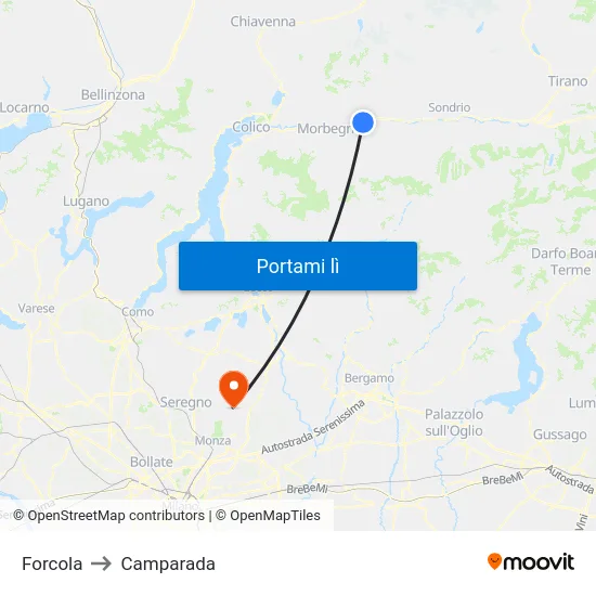 Forcola to Camparada map