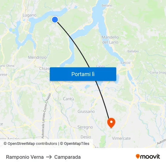 Ramponio Verna to Camparada map