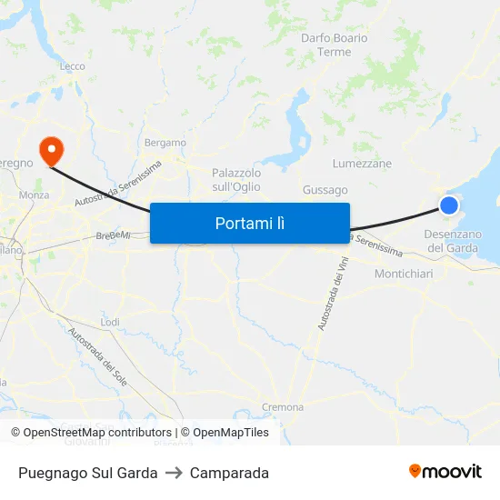 Puegnago Sul Garda to Camparada map