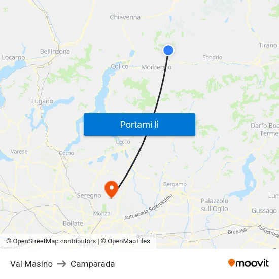 Val Masino to Camparada map