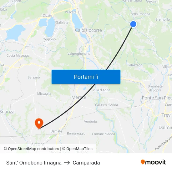Sant' Omobono Imagna to Camparada map