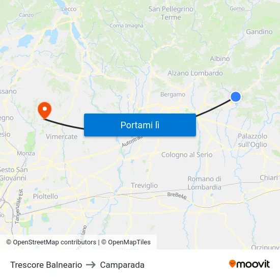 Trescore Balneario to Camparada map