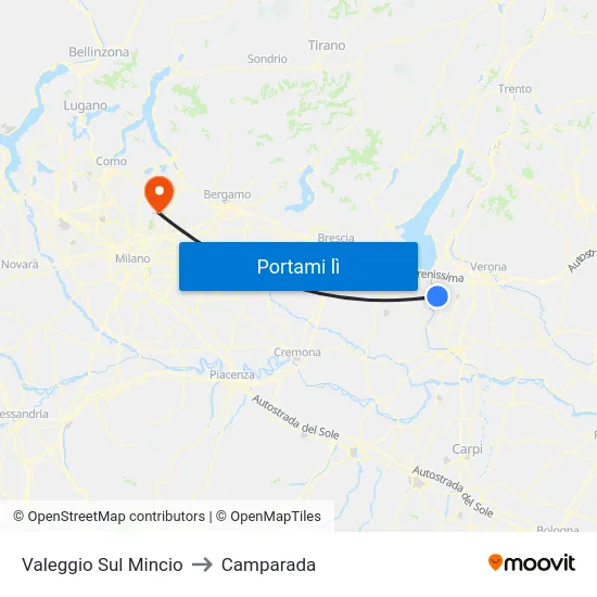 Valeggio Sul Mincio to Camparada map