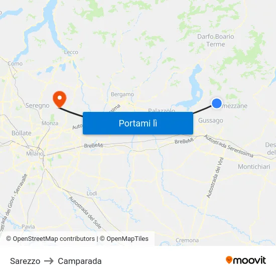 Sarezzo to Camparada map