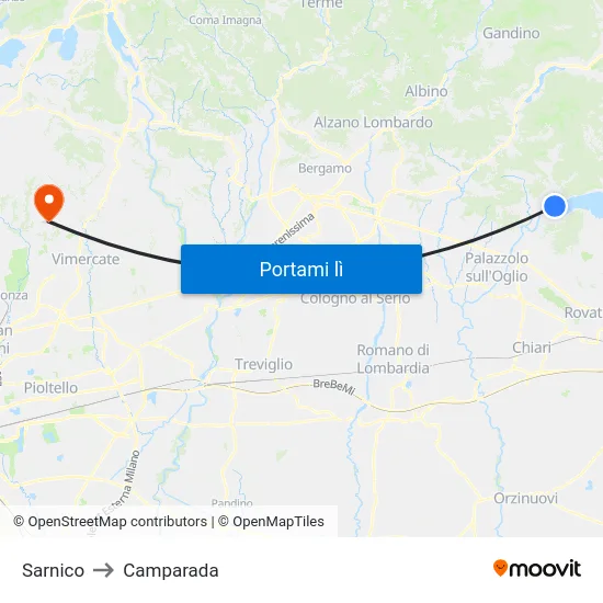 Sarnico to Camparada map