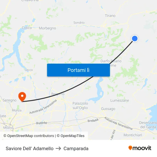 Saviore Dell' Adamello to Camparada map