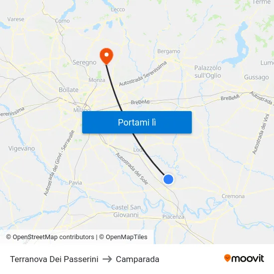 Terranova Dei Passerini to Camparada map