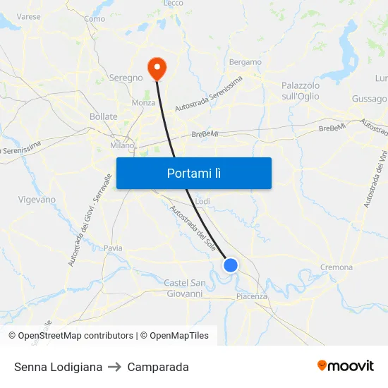 Senna Lodigiana to Camparada map