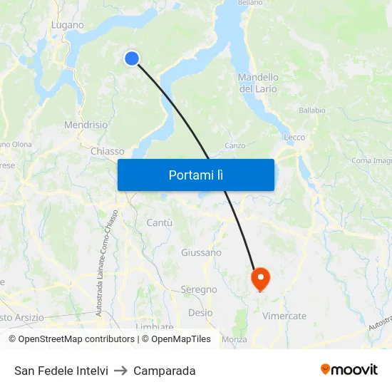 San Fedele Intelvi to Camparada map