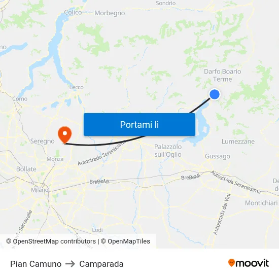 Pian Camuno to Camparada map