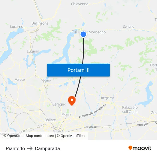 Piantedo to Camparada map