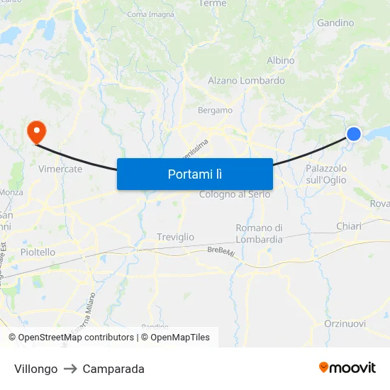 Villongo to Camparada map