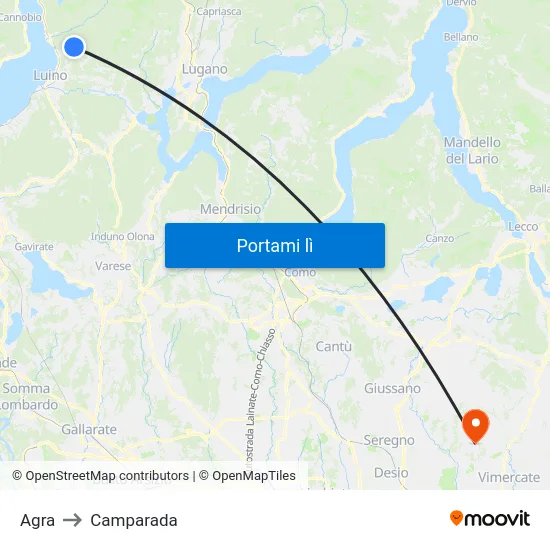 Agra to Camparada map
