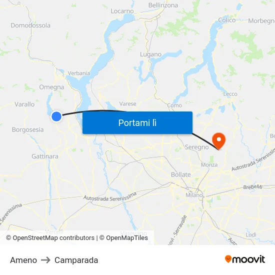 Ameno to Camparada map