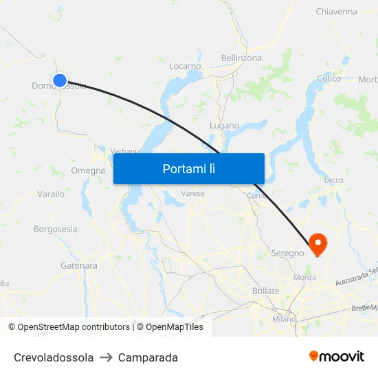 Crevoladossola to Camparada map