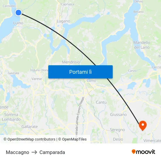 Maccagno to Camparada map
