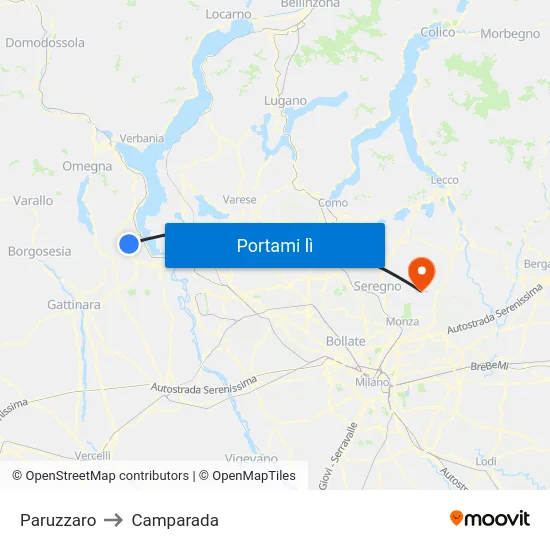 Paruzzaro to Camparada map