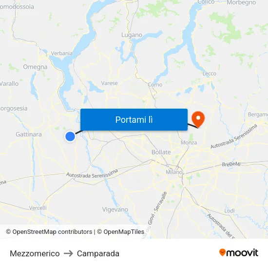 Mezzomerico to Camparada map