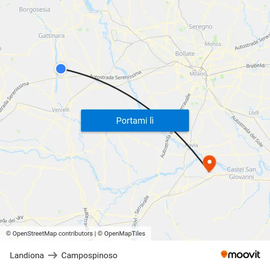 Landiona to Campospinoso map