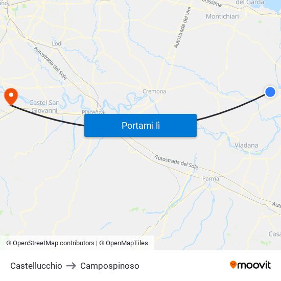 Castellucchio to Campospinoso map