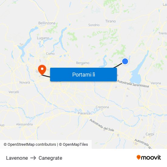 Lavenone to Canegrate map
