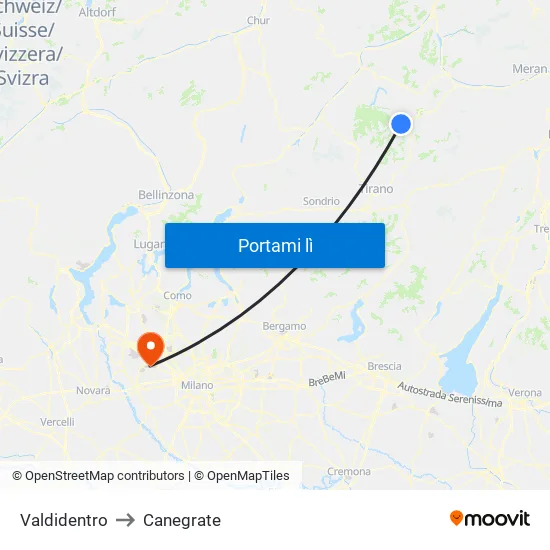 Valdidentro to Canegrate map