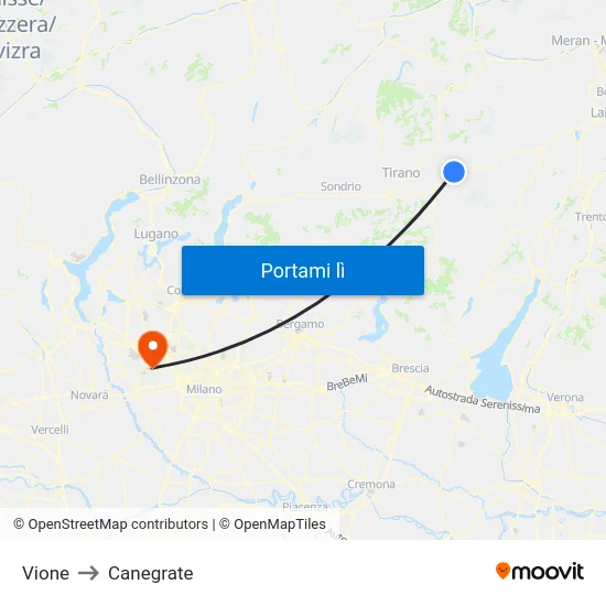 Vione to Canegrate map