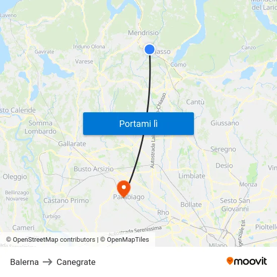 Balerna to Canegrate map