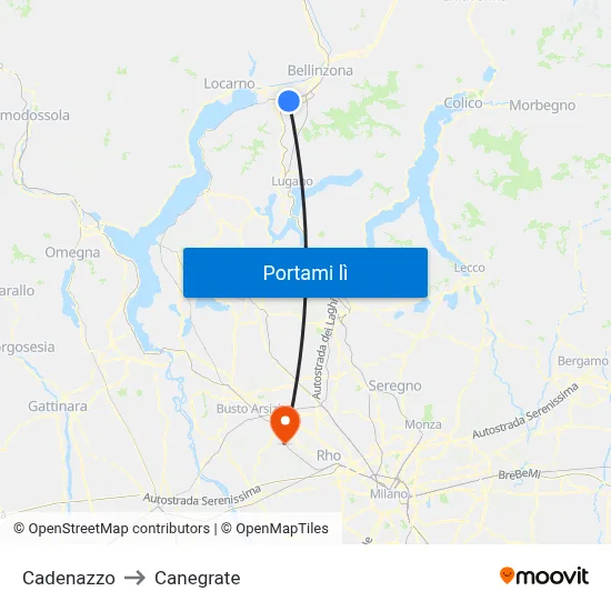 Cadenazzo to Canegrate map