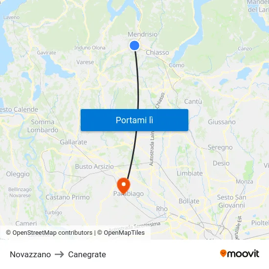 Novazzano to Canegrate map