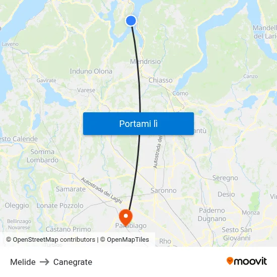 Melide to Canegrate map